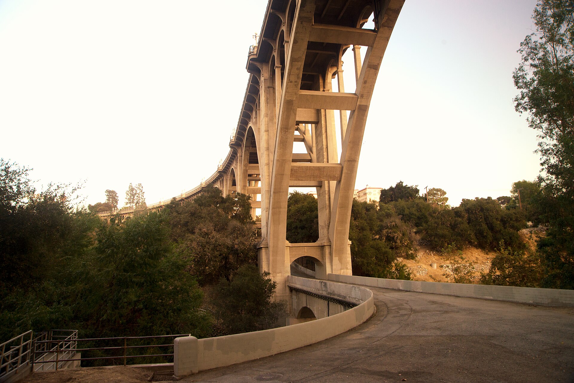 The Colorado Street Bridge in Pasadena, seen from the Arroyo Seco below